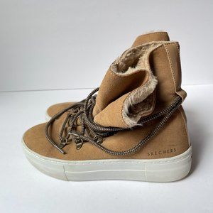 Skechers Alba High Hugs Genuine Suede and Faux Fur Lined Sneaker Boots